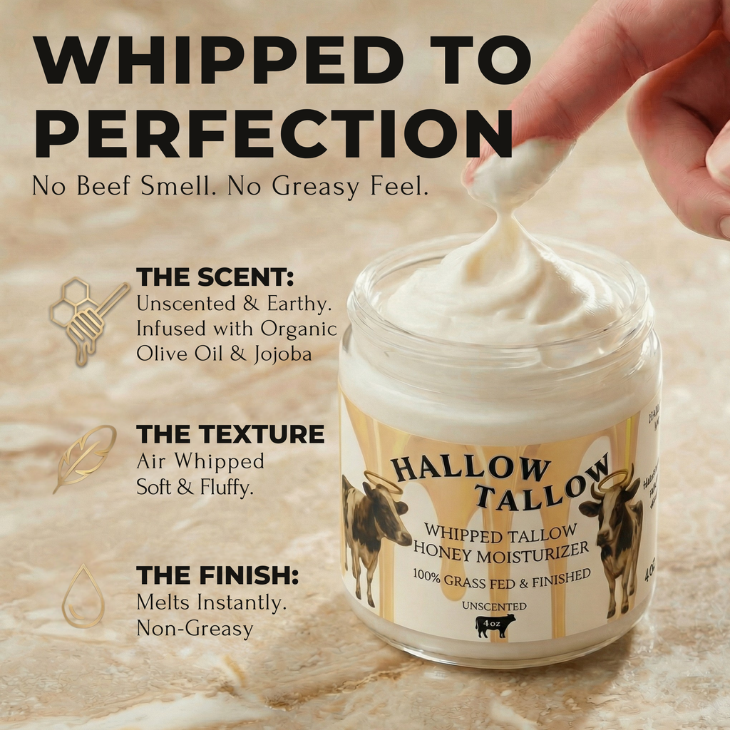 Hallow Tallow Whipped Tallow Moisturizer 4 fl oz – 100% Grass-Fed & Finished
