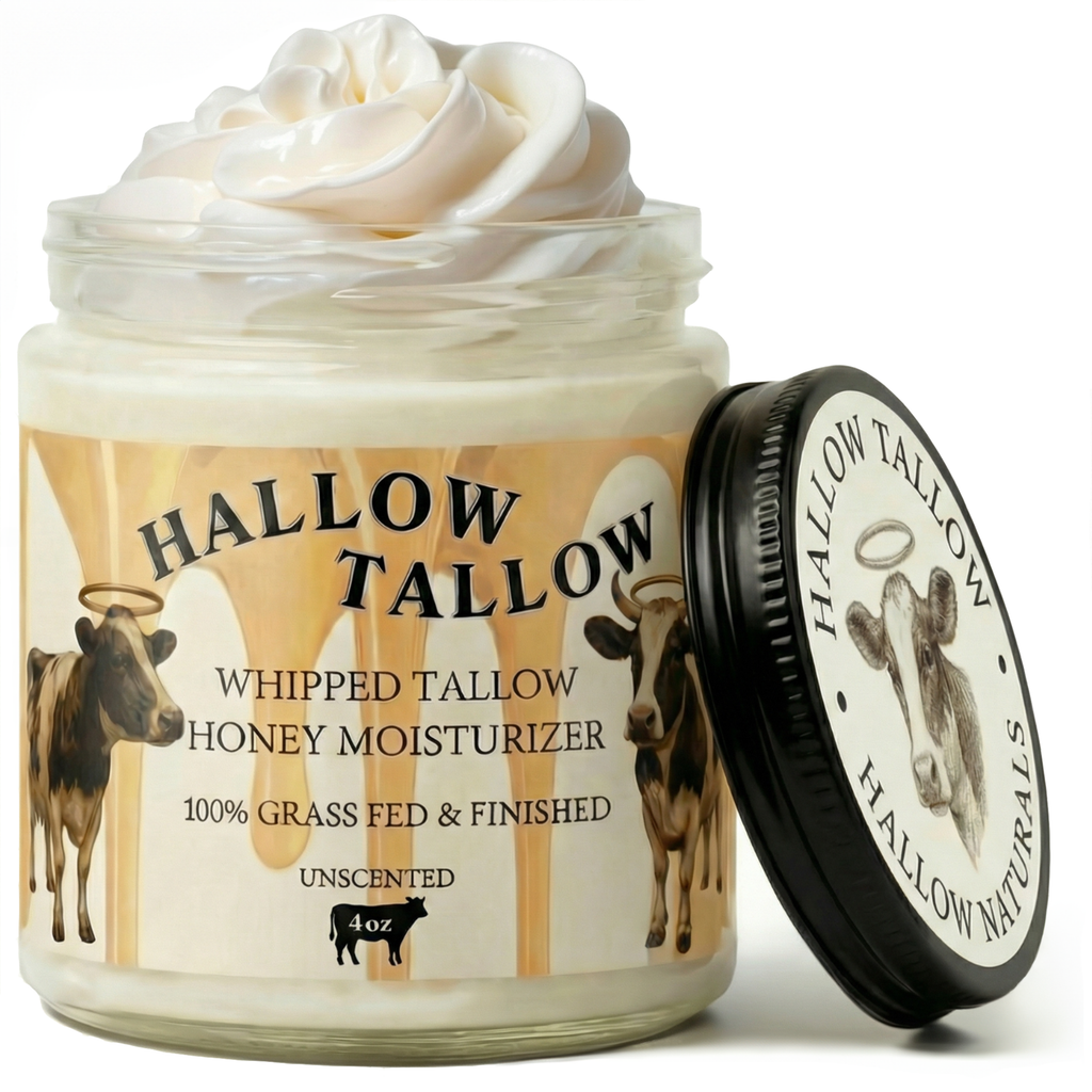 Hallow Tallow Whipped Tallow Moisturizer 4 fl oz – 100% Grass-Fed & Finished