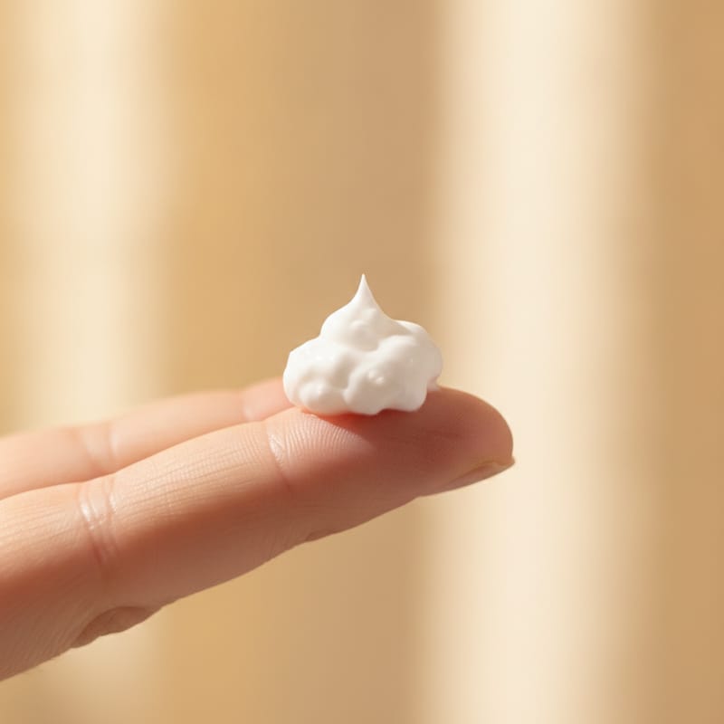 A pea-sized dollop of whipped tallow on a fingertip
